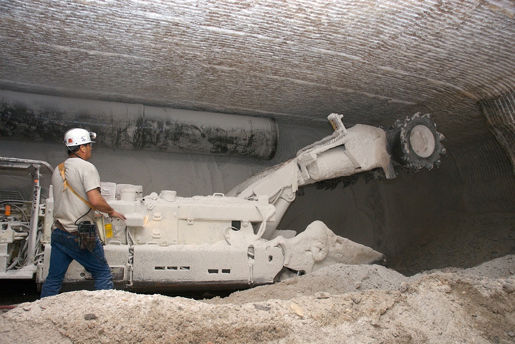 Miner operating a excavator