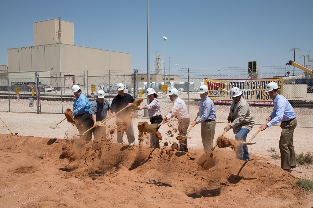 Photo of WIPP and DOE employees breaking new ground on Ventilation System Project