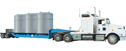 Semi Truck hauling three TRUPACT-II containers